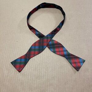 Tie Bar Bow Tie Silk Self Tie 2" Tartan Plaid Green Red‎ Jesse Tyler Ferguson